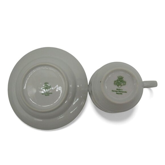 JLMENAU Graf Von Henneberg Floral Gold Trim Cup & Saucer Germany Vintage - Picture 10 of 11